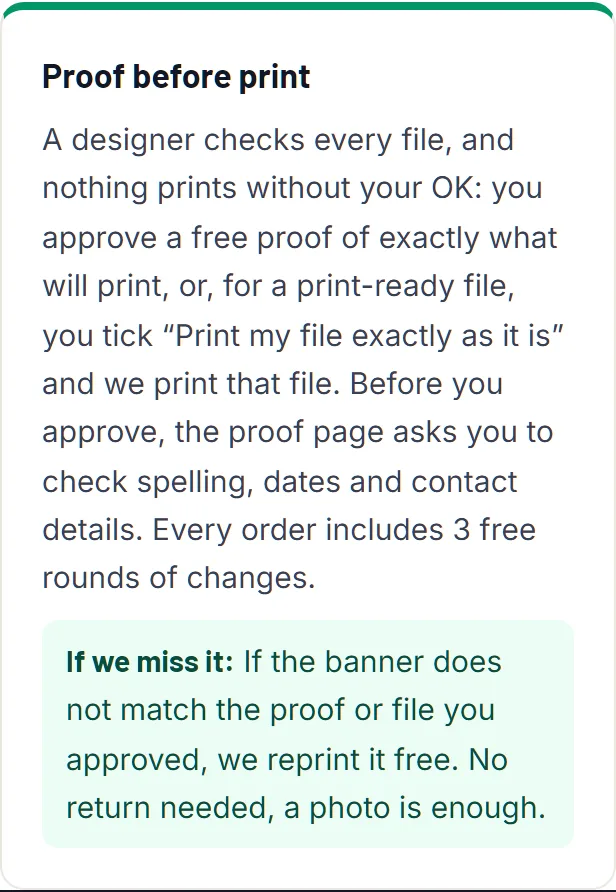 The guarantee page: each promise and what we do when it is missed.