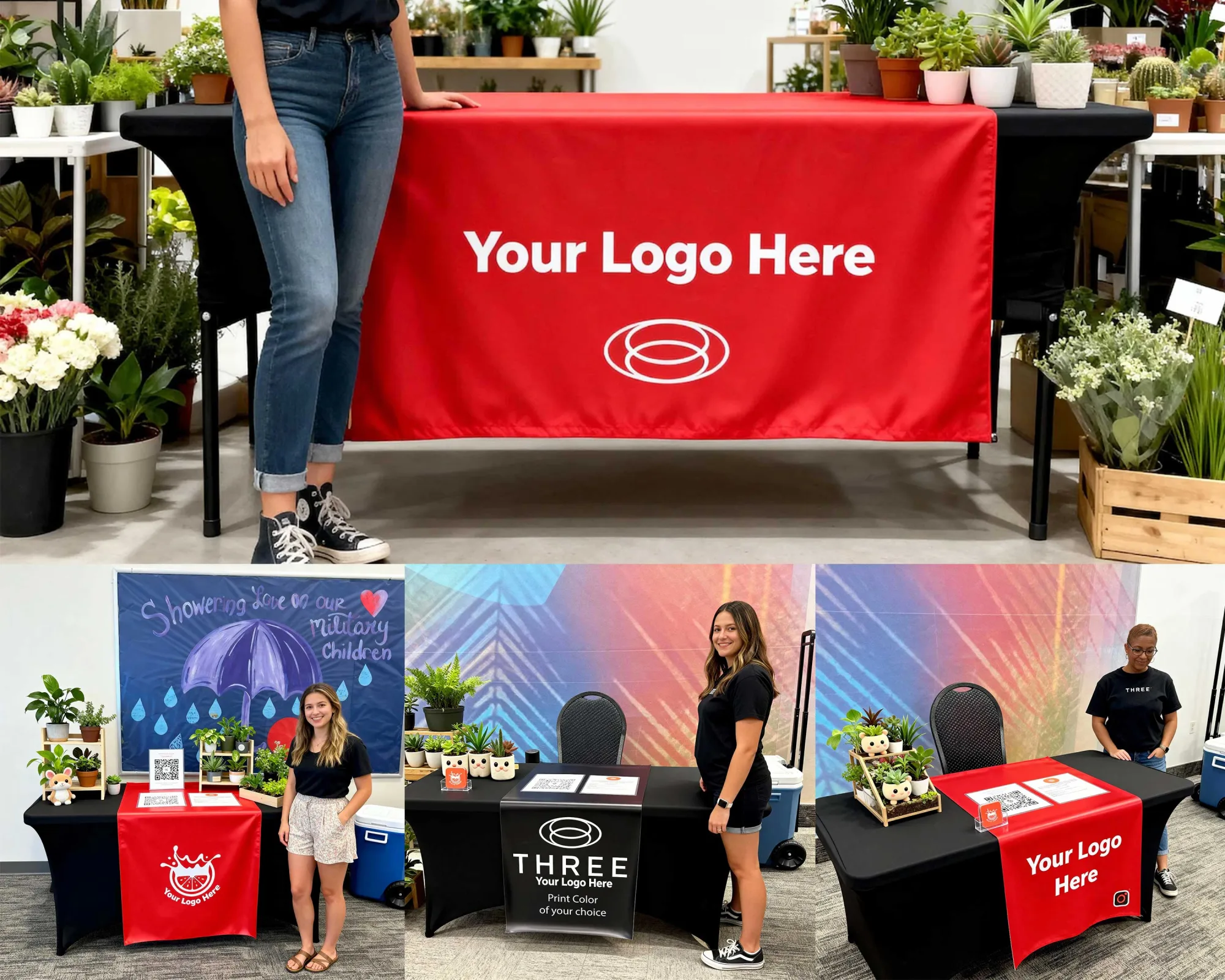 RUSH 48-Hour Delivery Custom Logo Table Runner: Waterproof Vinyl Table Runner, Trade Show Display