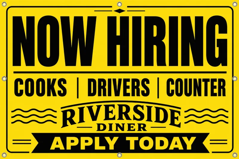 48-Hour Now Hiring Banners | Help Wanted Vinyl Signs | Free Design