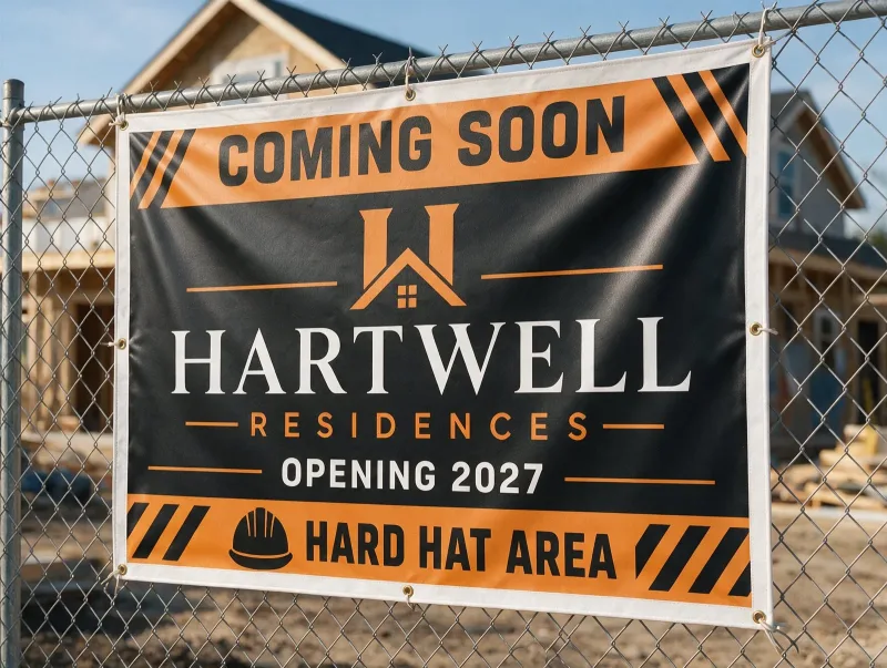 48-Hour Construction Banners | Coming Soon Vinyl Signs | Free Design