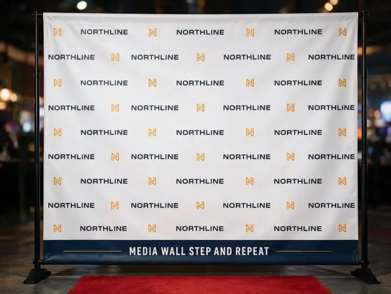 48-Hour Step and Repeat Banners | Media Wall Vinyl Backdrop | Free Design