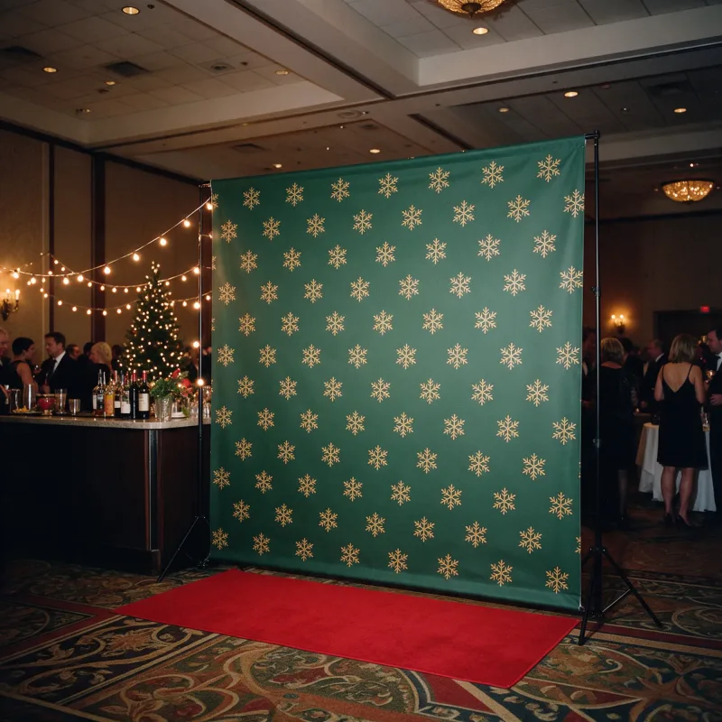 Holiday Party Step and Repeat Backdrop with Company Logo