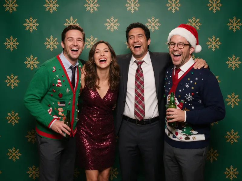 Holiday Party Step and Repeat Backdrop with Company Logo