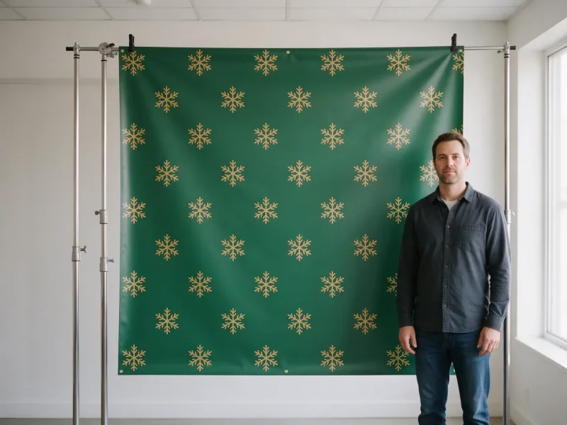 Holiday Party Step and Repeat Backdrop with Company Logo