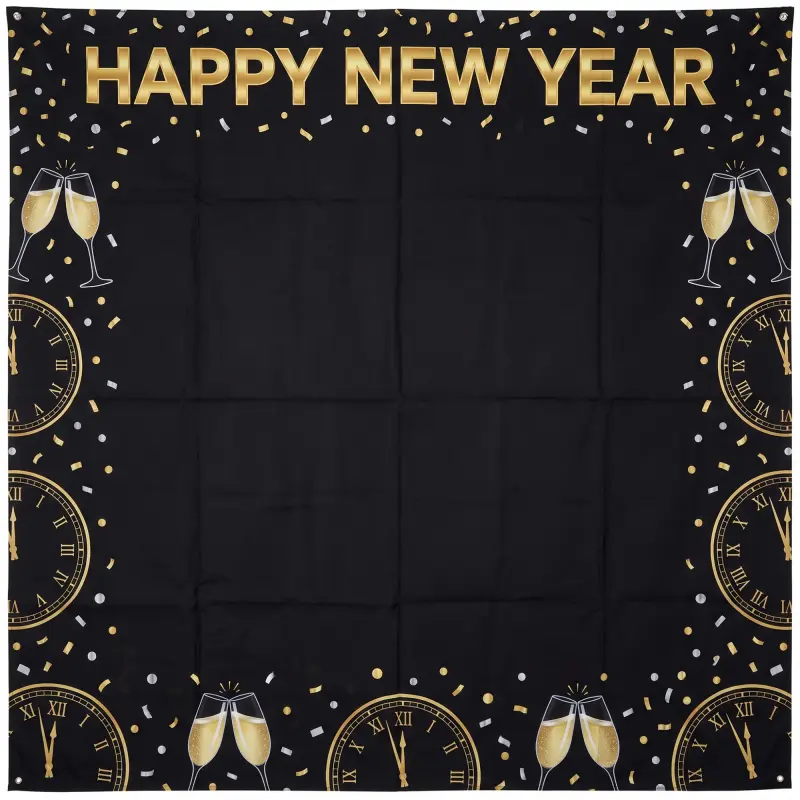 New years eve backdrop black gold confetti template