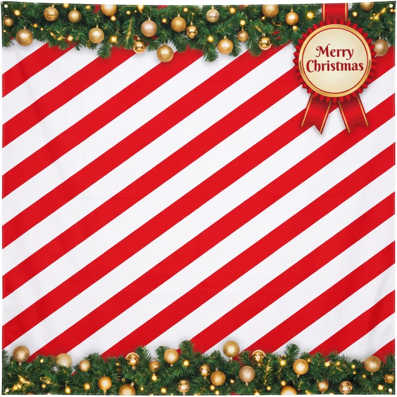 Christmas photo booth backdrop candy stripe template
