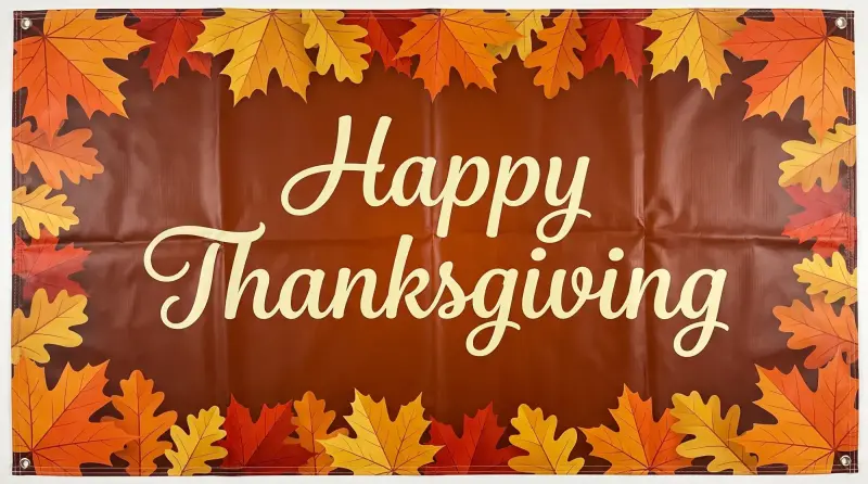 Thanksgiving banner autumn leaves template