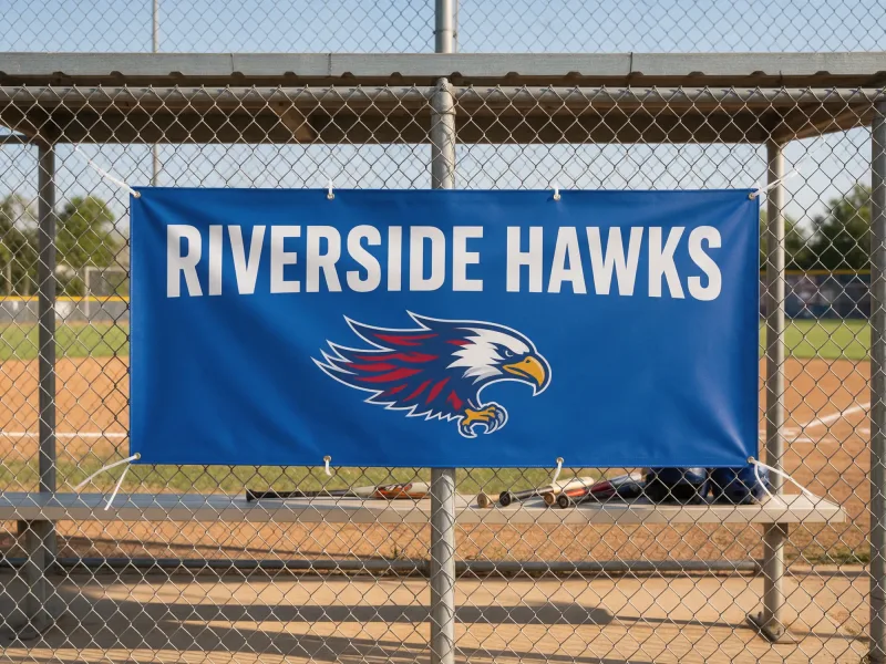 Custom team banner dugout fence