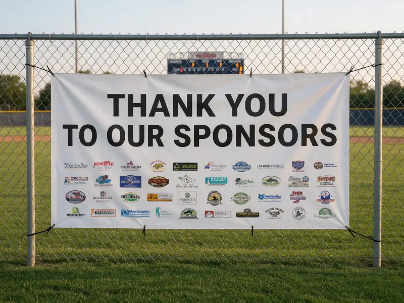 Team sponsor banner outfield fence