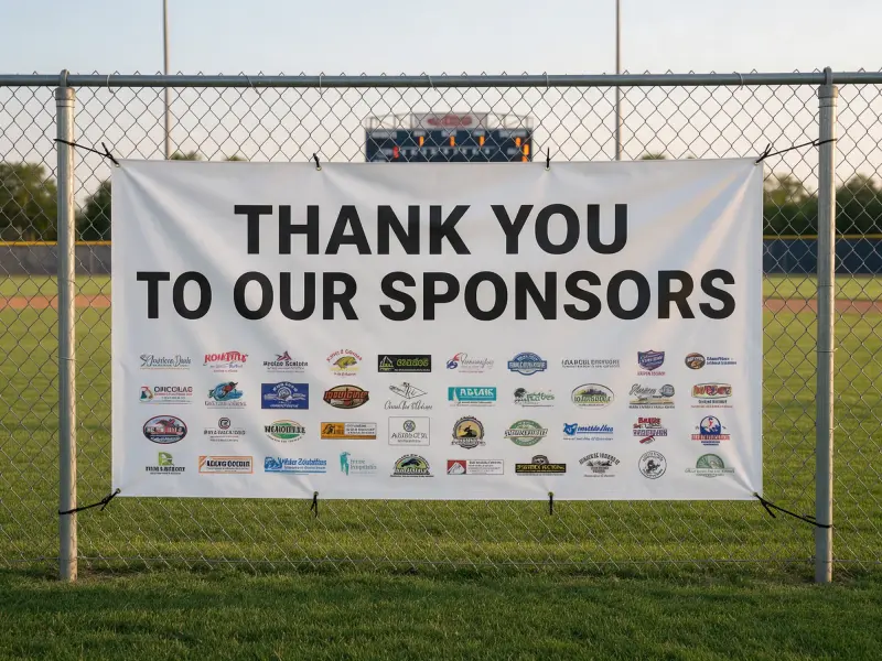 Team sponsor banner outfield fence
