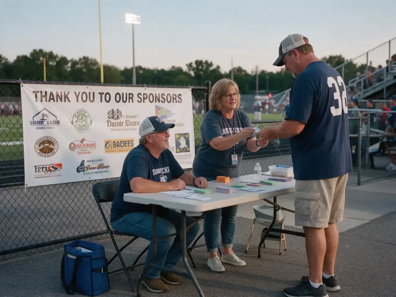 Team sponsor banner booster table