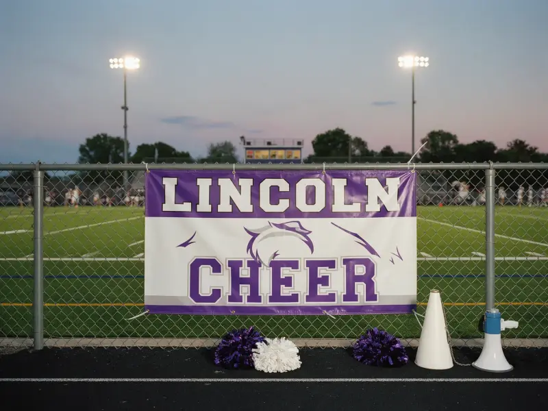 Cheer banner sideline fence
