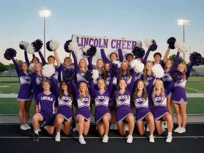 Cheer banner squad team photo