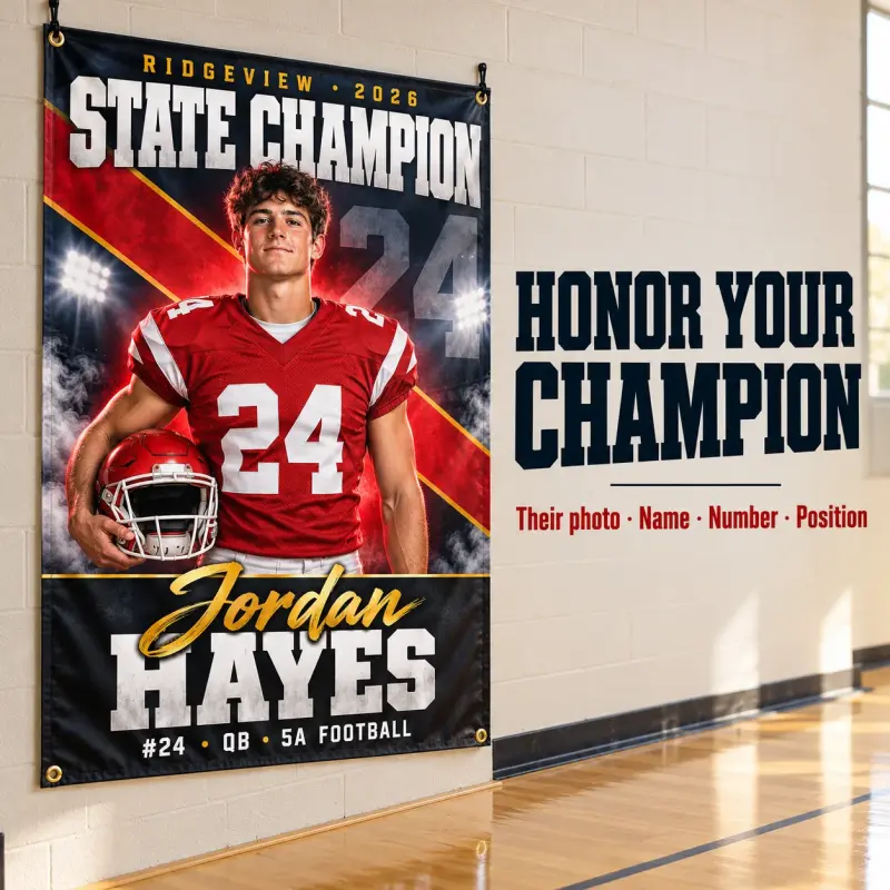 State Champion Banner with Player Photo