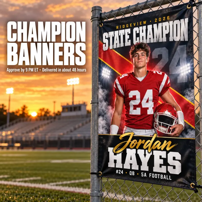 State Champion Banner with Player Photo